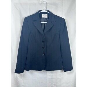 Kasper ASL Black Blazer Jacket Size 8 Petite Button Front Career Office Workwear